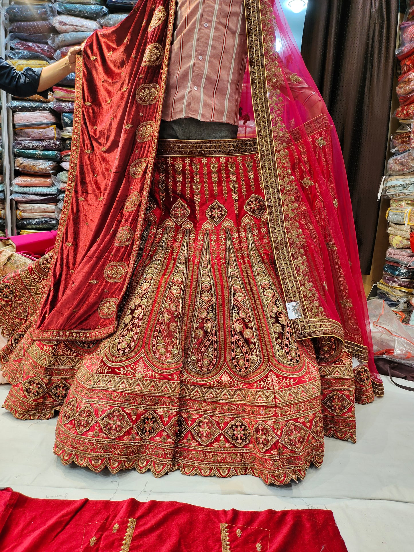 Gajab Red Lehenga double dupatta