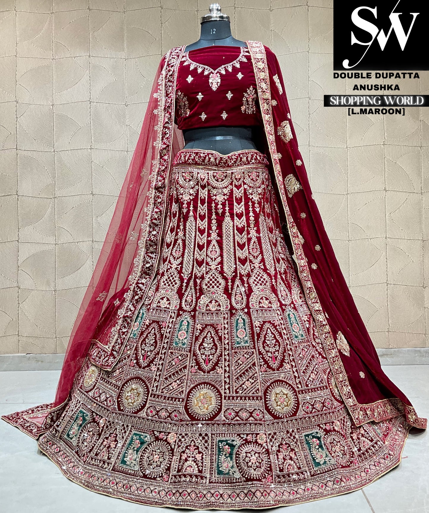 Beautiful double dupatta bridal Lehenga