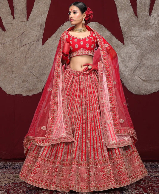 Increíble lehenga de novia rosa