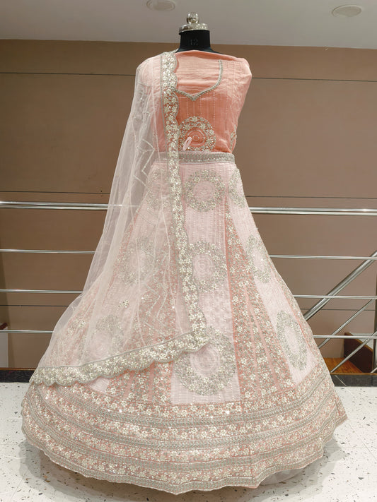 Majestic peach pink lehenga