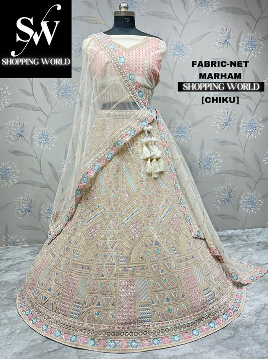 Fabuloso lehenga de chiku peach