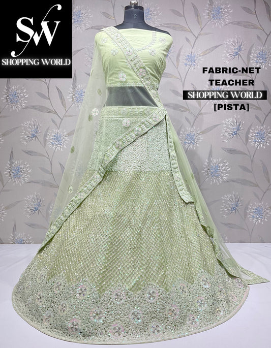 Pleasing pista green lehenga