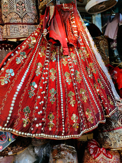 Pretty red pearl Sequence work lehenga