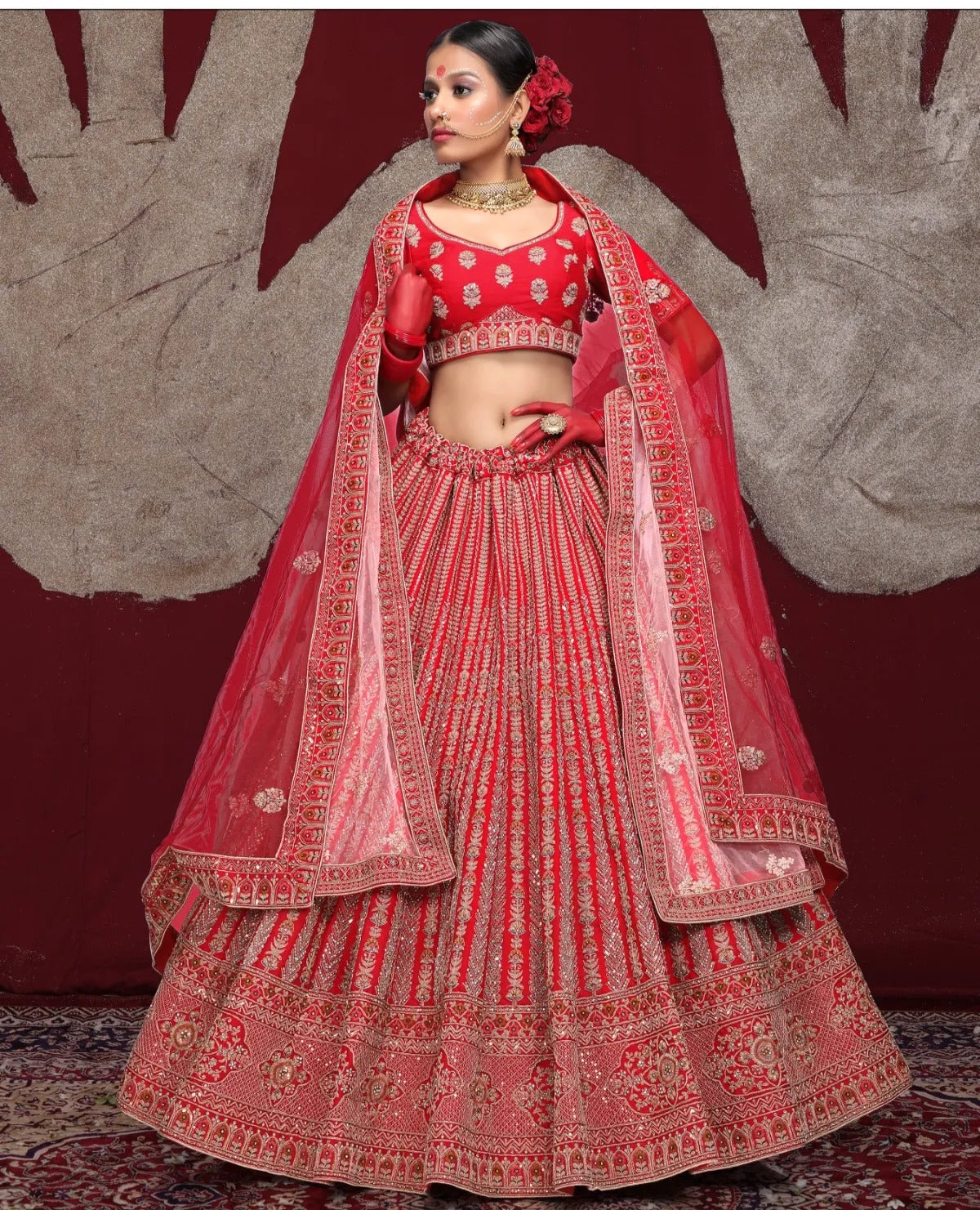 Something different pink double duptta bridal Lehenga