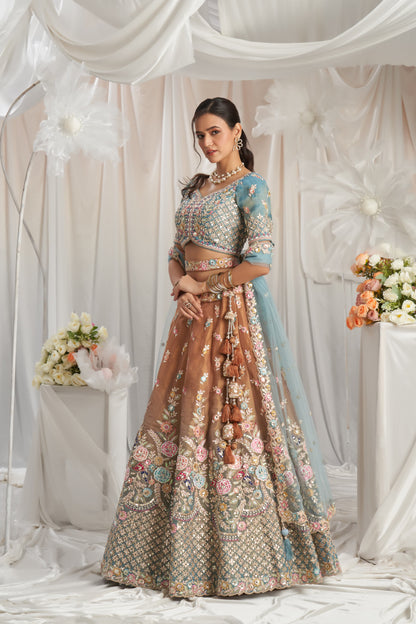 Beautiful Peach Girlish Lehenga