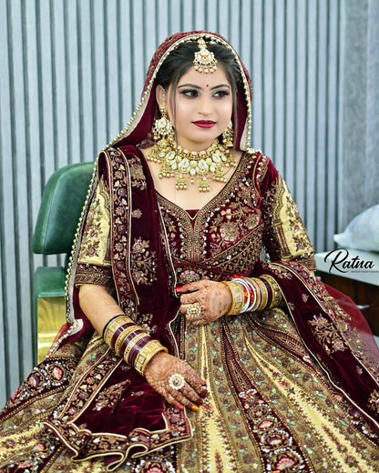 Stunning maroon golden bridal lehenga ( happy customer)