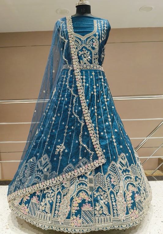 Stunning rama blue lehenga