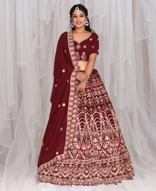 Increíble lehenga de novia roja