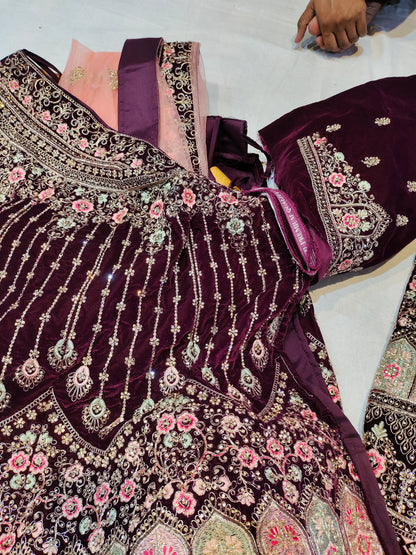 Famous jhumka violet purple lehenga