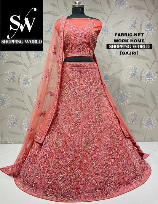 Lehenga gajri rosa de buen aspecto