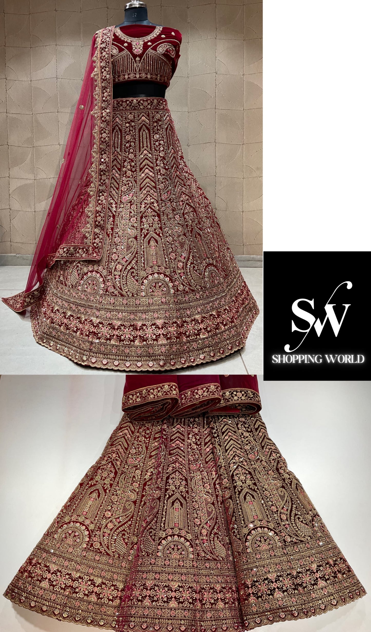 Charming maroon bridal lehenga