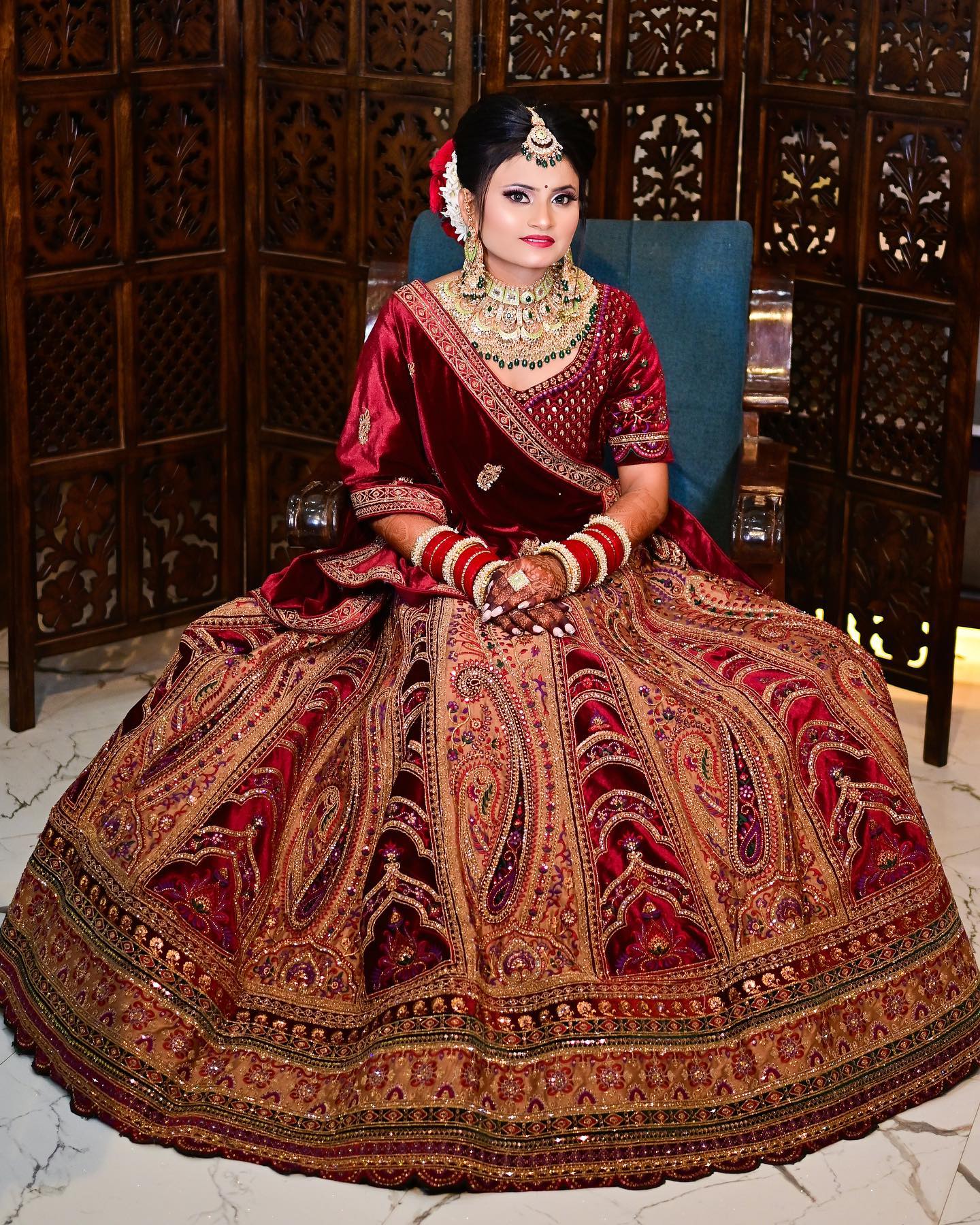 Fabulous royal marwari maroon bridal lehenga ( happy customer)