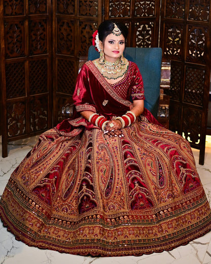 Fabulous royal marwari maroon bridal lehenga ( happy customer)