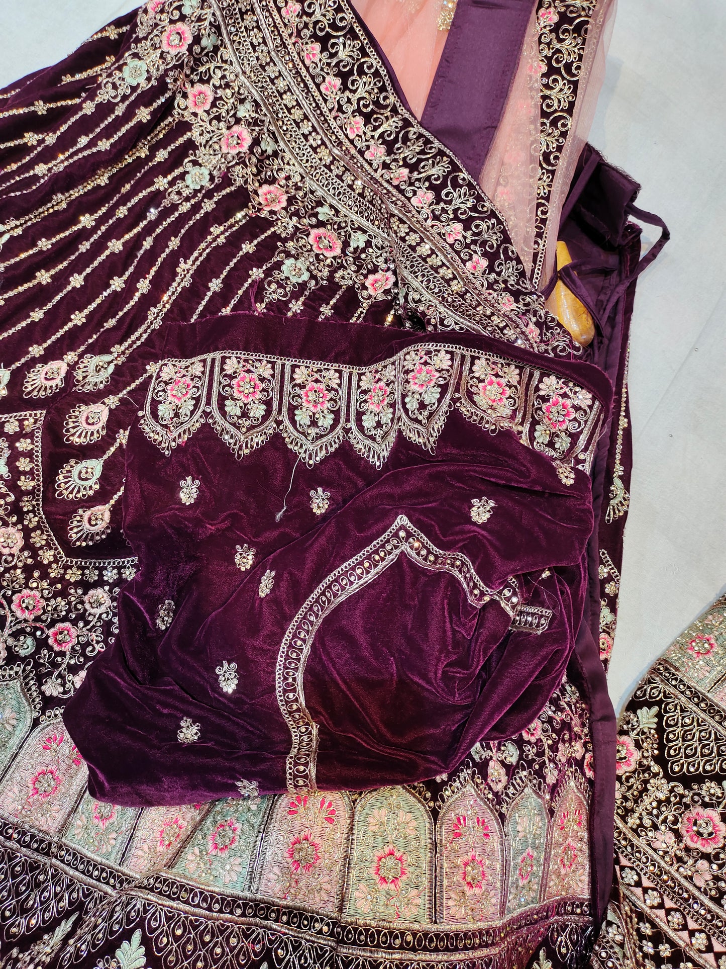 Famous jhumka violet purple lehenga