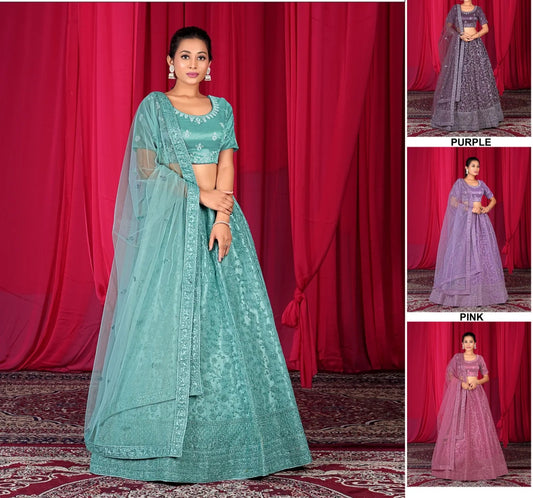 Lehenga azul majestuosa