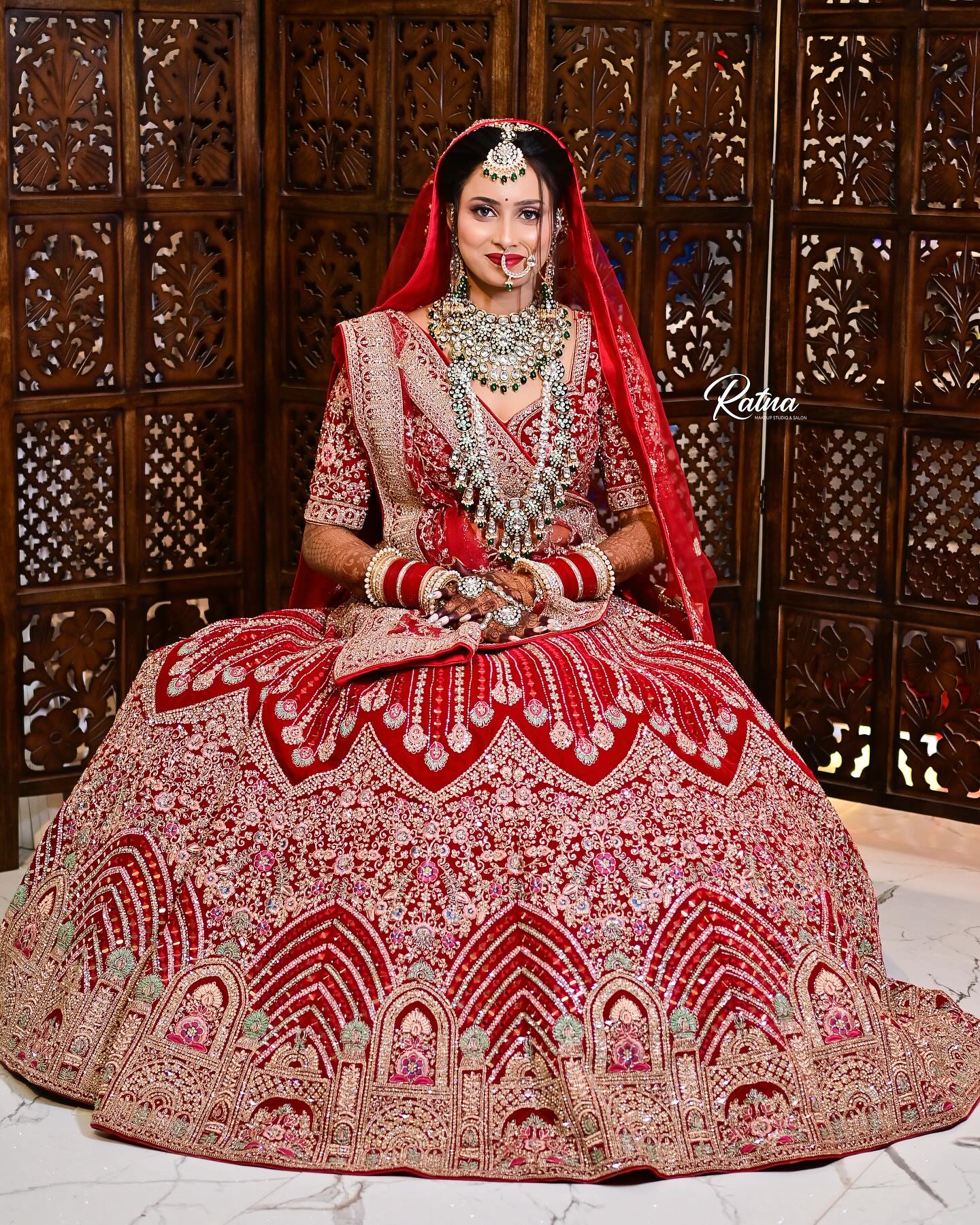 Beautiful jhumka Red bridal lehenga ( happy customer)