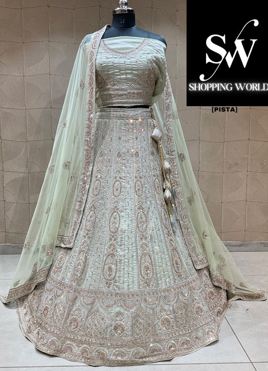 Astonishing pista green lehenga