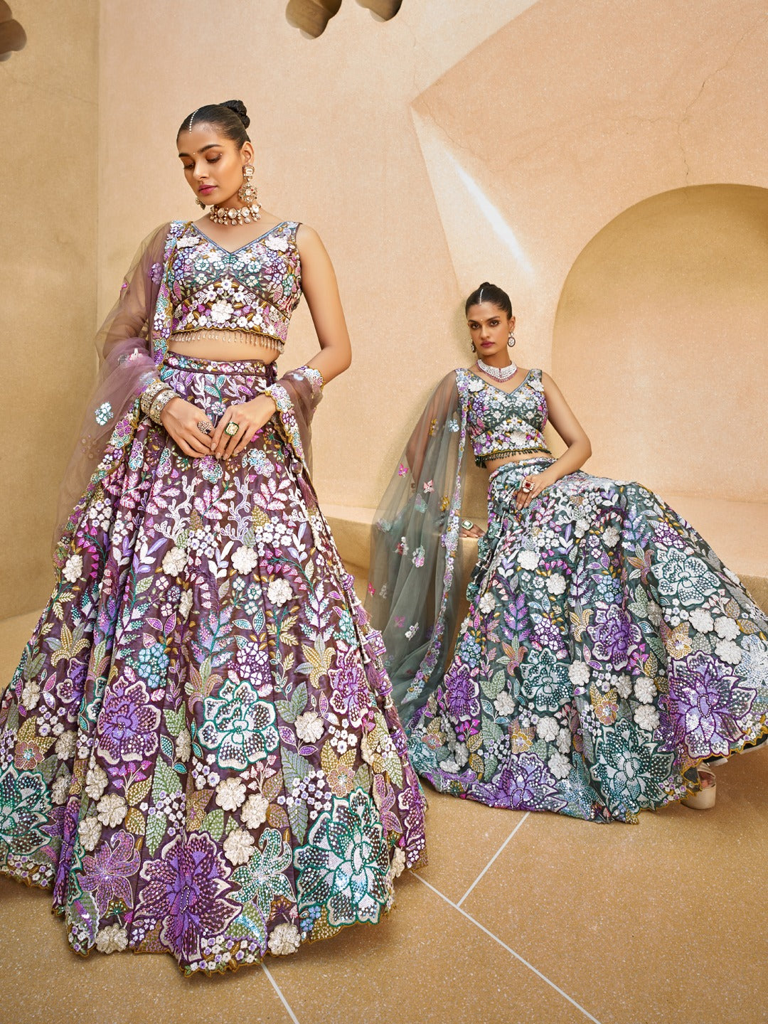 Majestic purple floral Lehenga