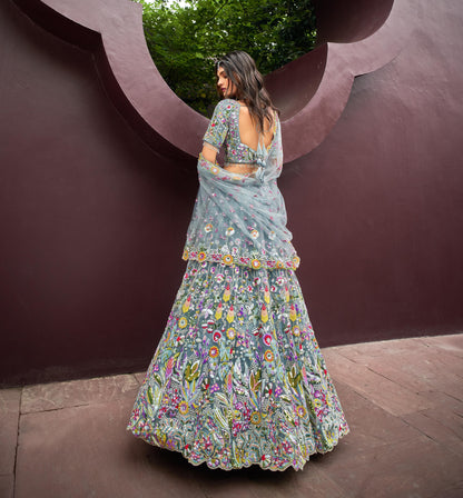 Charming heavy Girlish Sky Blue Lehenga