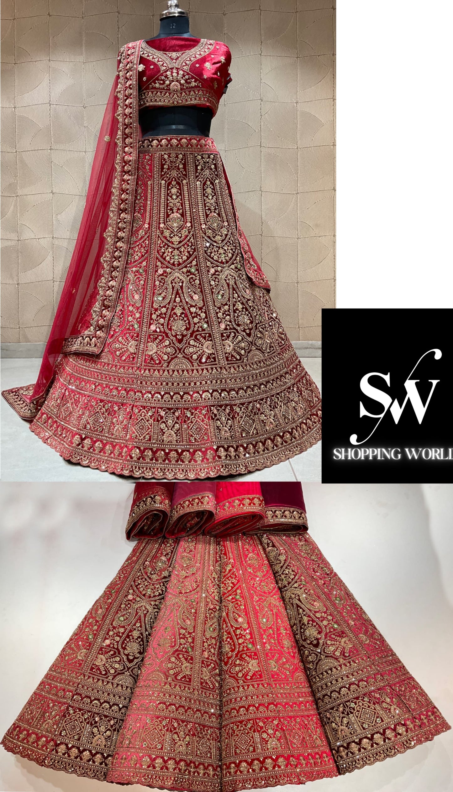 Glamorous maroon bridal lehenga