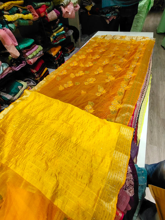 Yellow haldi mehendi saree