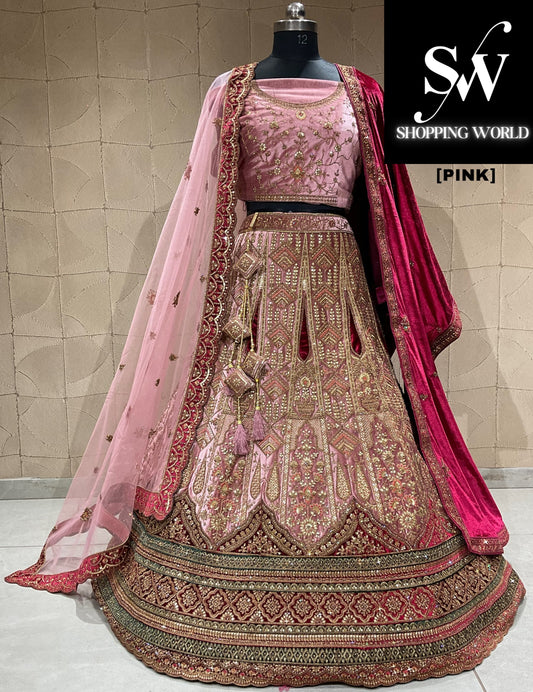 Amazing pink double duptta bridal lehenga