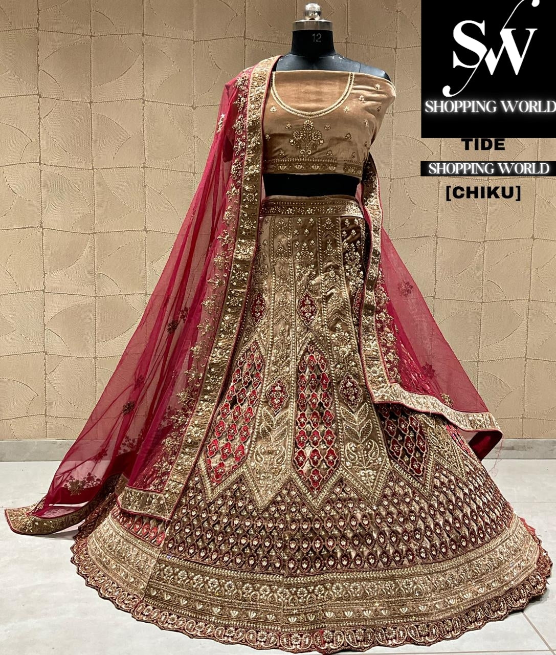 Glamorous ivory mustard chiku bridal lehenga