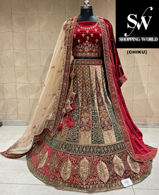 Hermosa lehenga nupcial chiku doble duptta