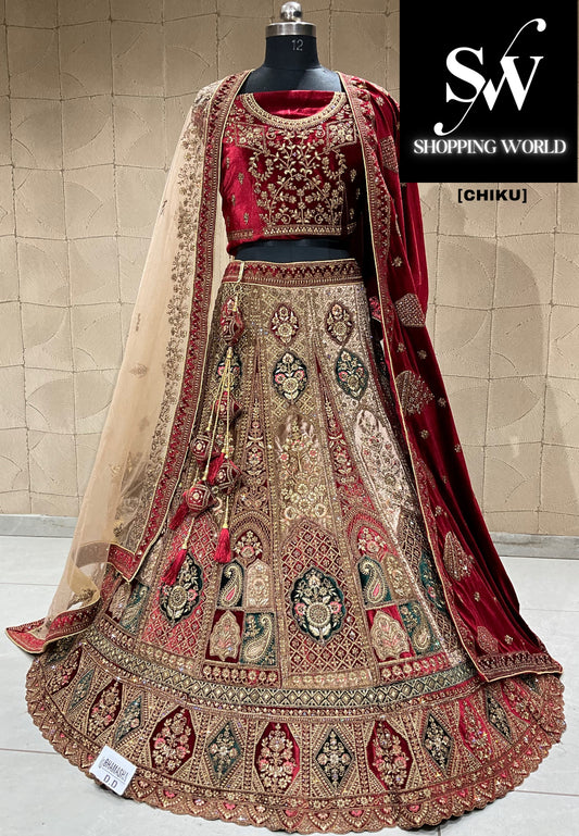 Fair chiku doble duptta lehenga nupcial