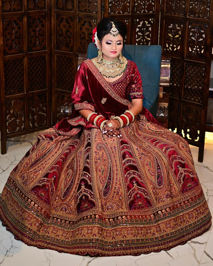 Fabulous royal marwari maroon bridal lehenga ( happy customer)