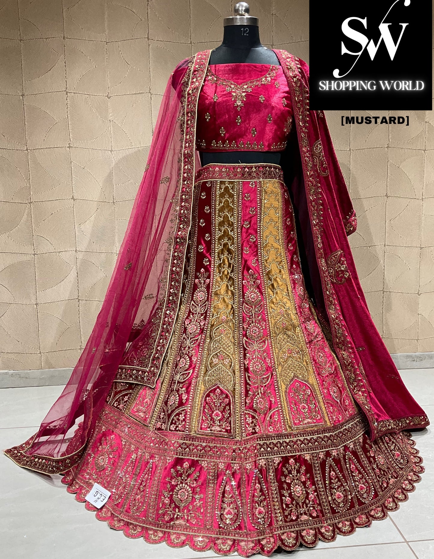 Tremendous mustard double duptta bridal lehenga