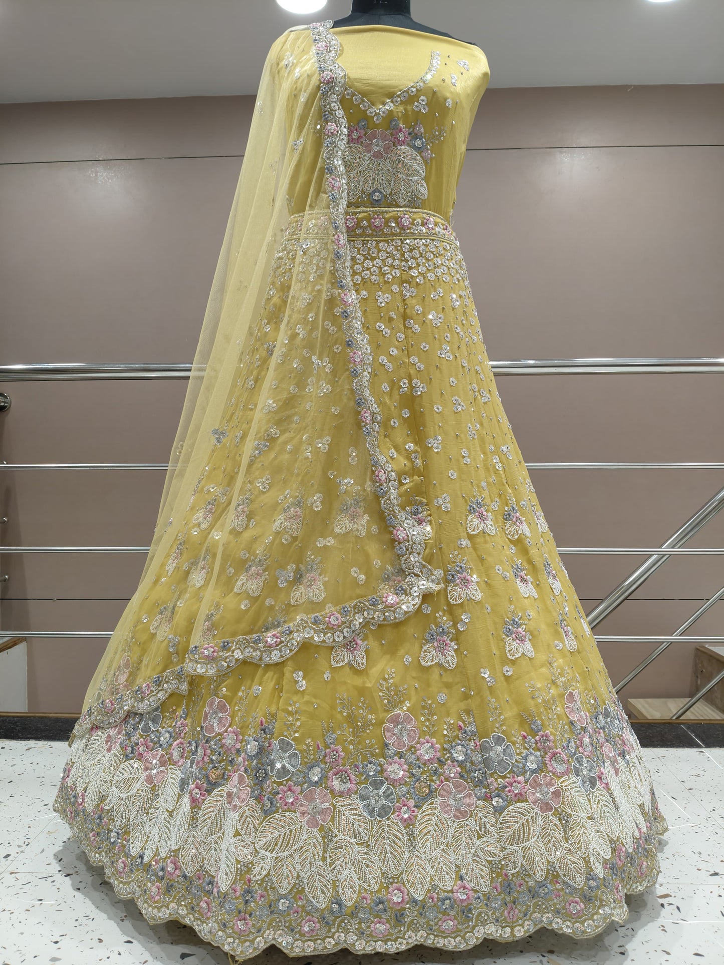 Awesome yellow haldi mehendi lehenga