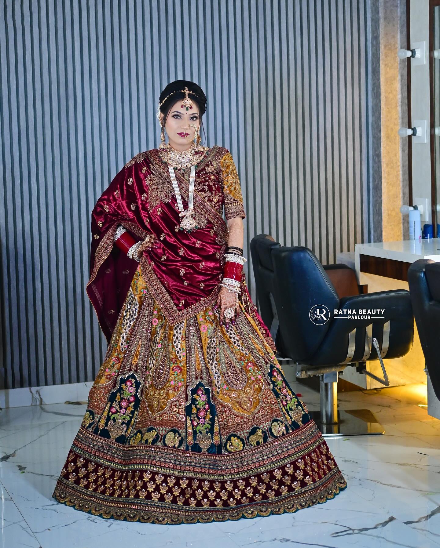 Elegant mustard bridal lehenga ( happy customer)