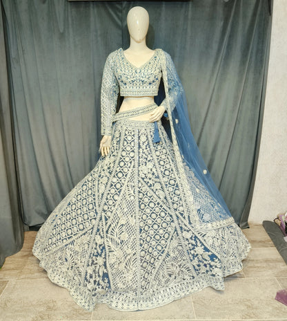 Glamorous blue Crop top lehenga