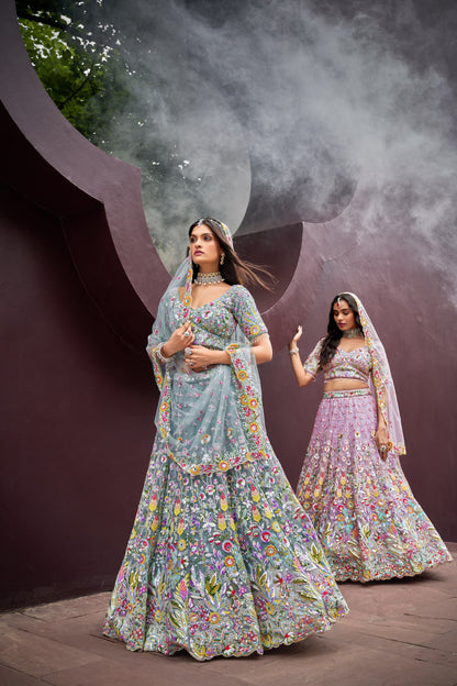 Charming heavy Girlish Sky Blue Lehenga