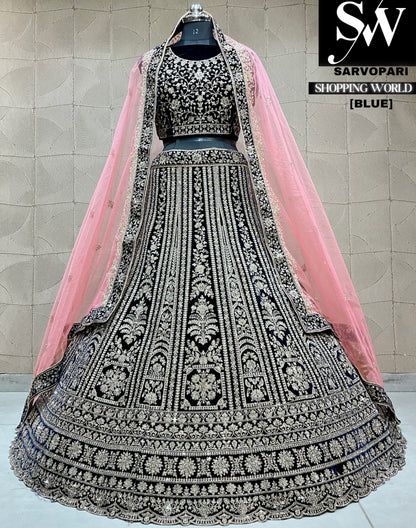 Lehenga nupcial con dupatta doble tremenda