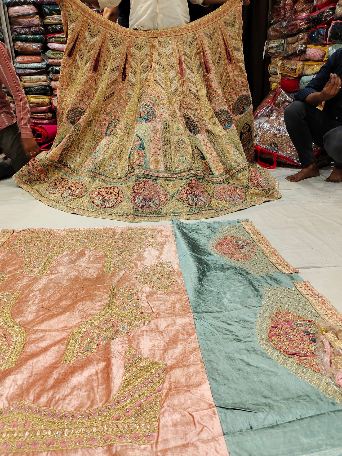 Gorgeous peach Peacock pink Lehenga