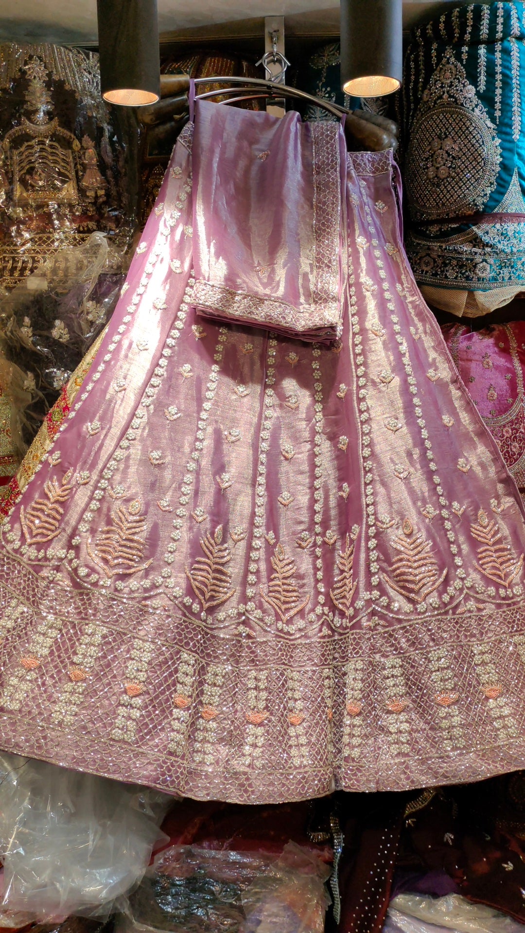 Beautiful baby pink pearl & beads lehenga