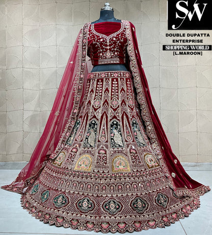 Pretty double dupatta bridal Lehenga