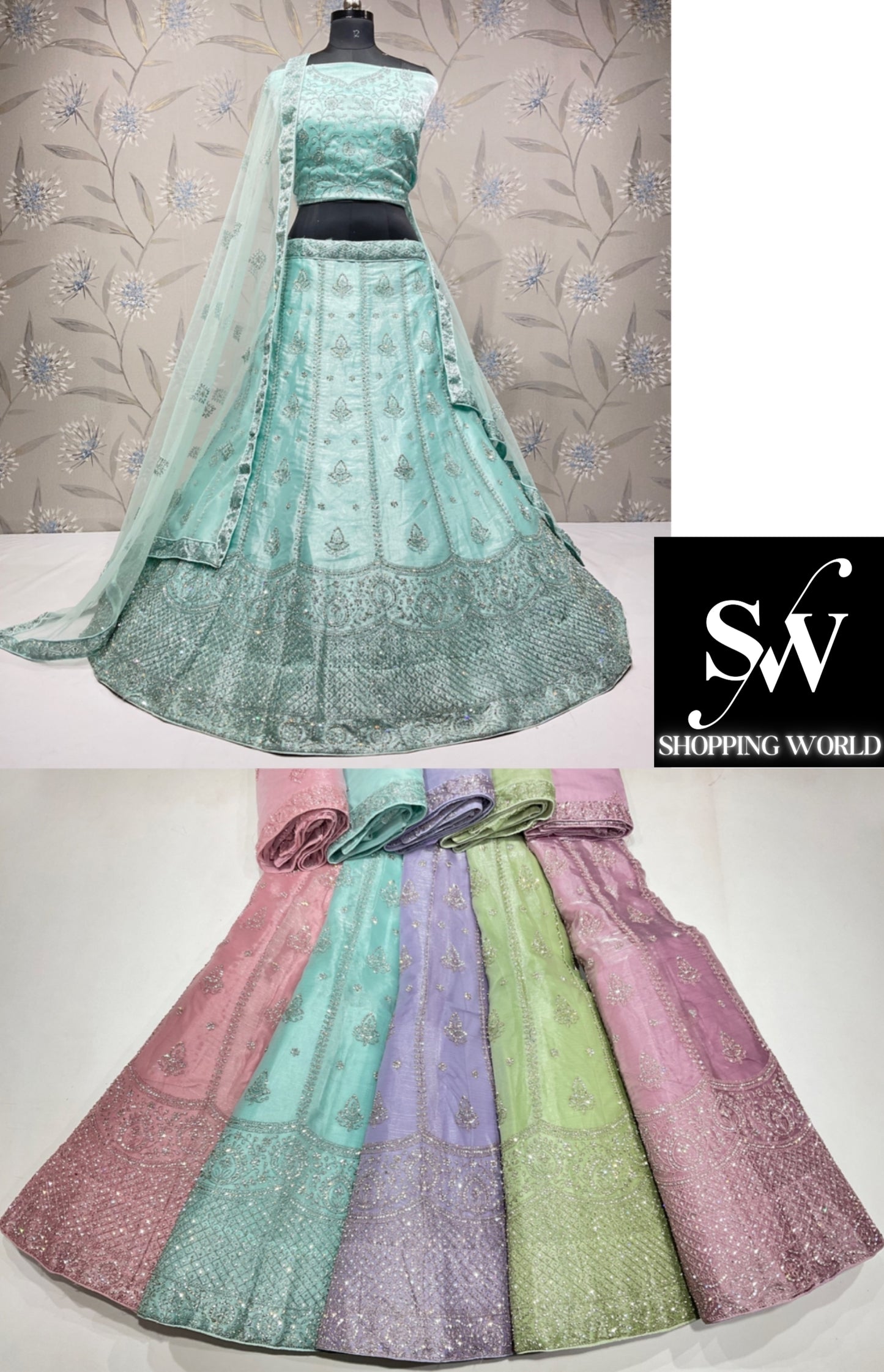 Designer sky blue lehenga