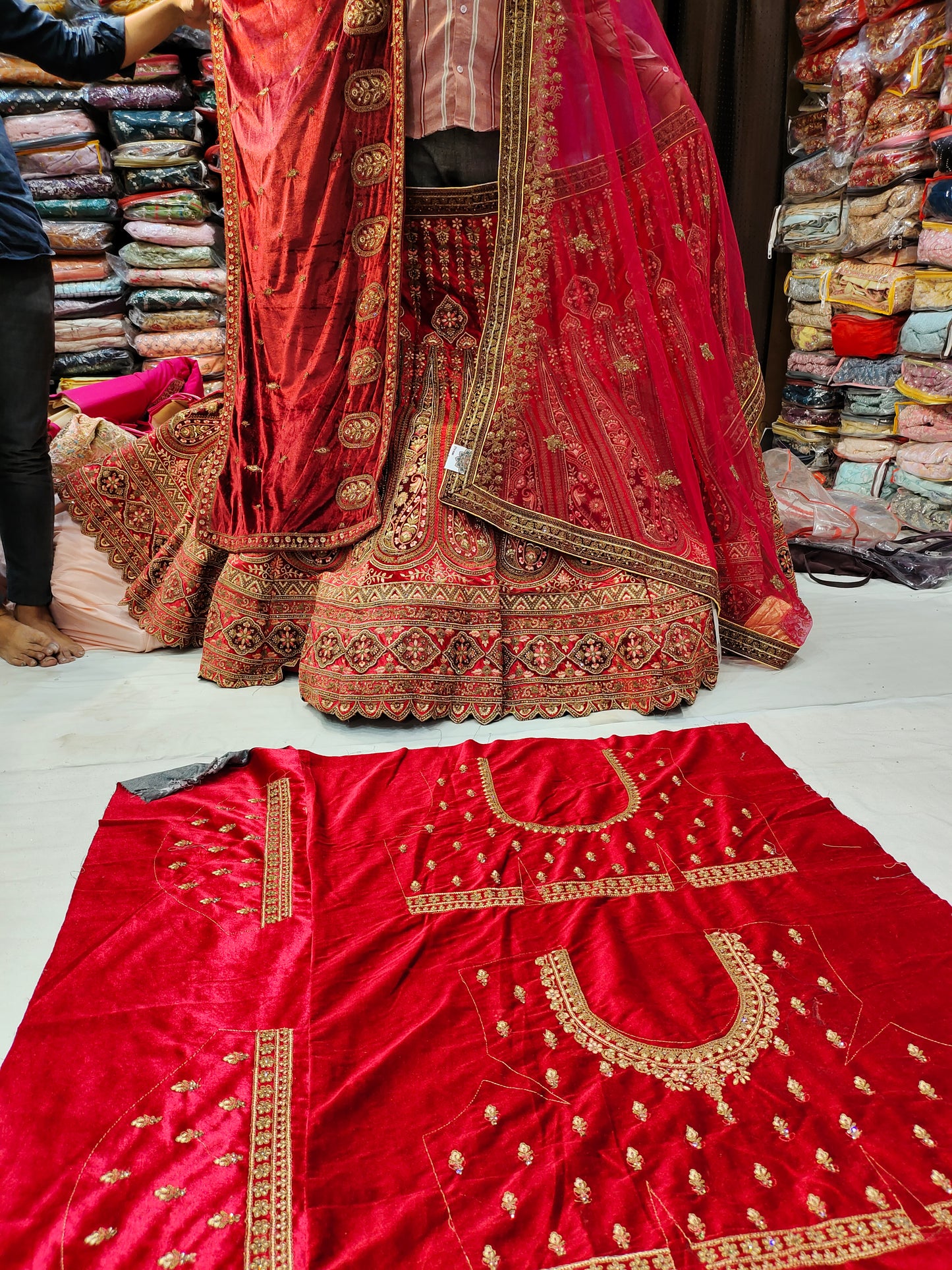 Gajab Red Lehenga double dupatta