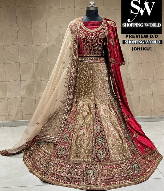 Awesome chiku golden bridal lehenga