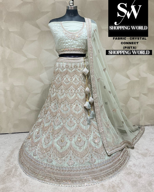 Cute pista green lehenga