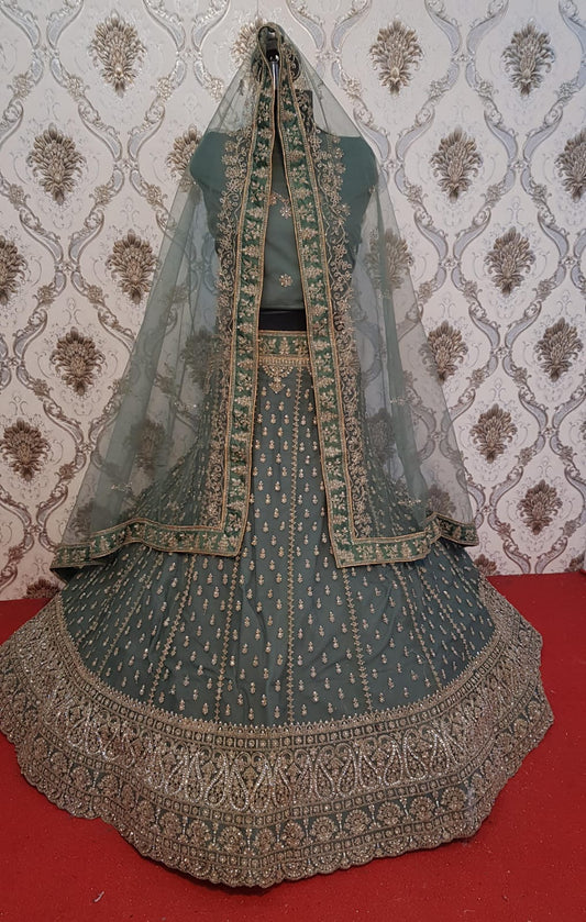 Beautiful mint green net fabric Lehenga