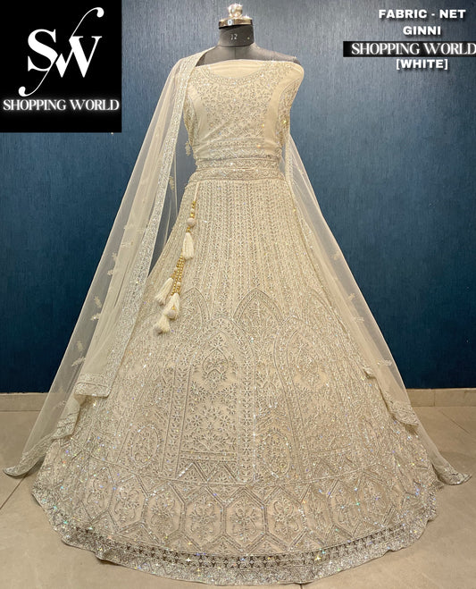 Delightful light peach white lehenga