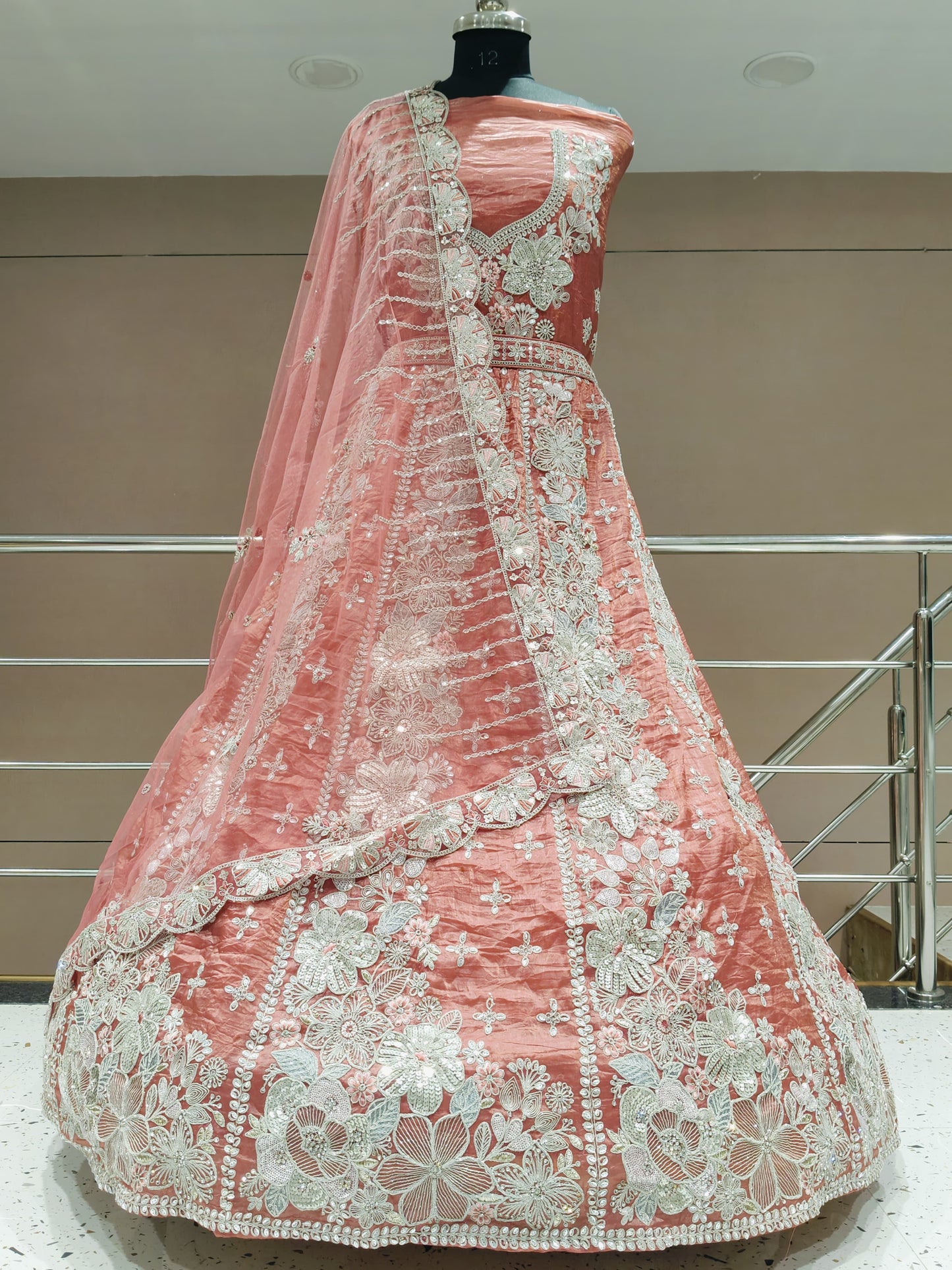 Gorgeous peach peacock lehenga