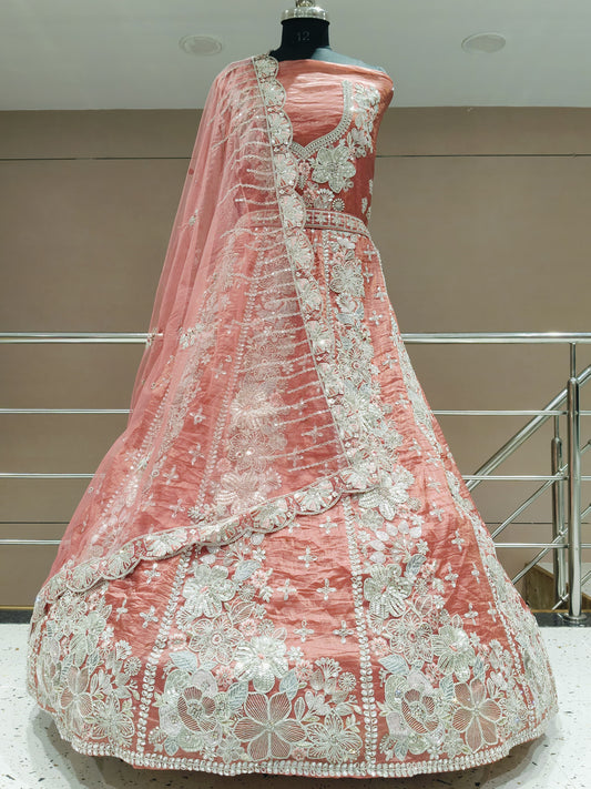 Gorgeous peach peacock lehenga