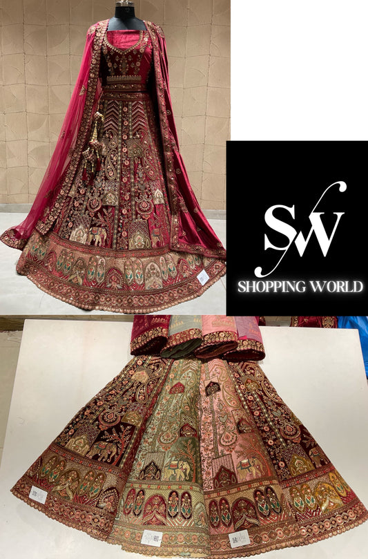 Beautiful maroon double duptta bridal lehenga