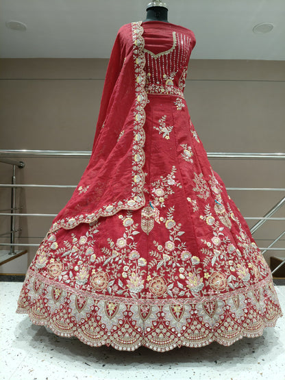 Pretty peacock red lehenga