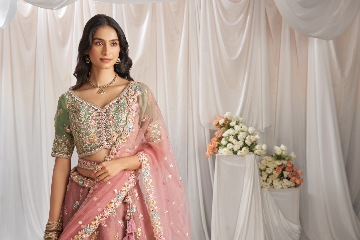 Beautiful Peach Girlish Lehenga